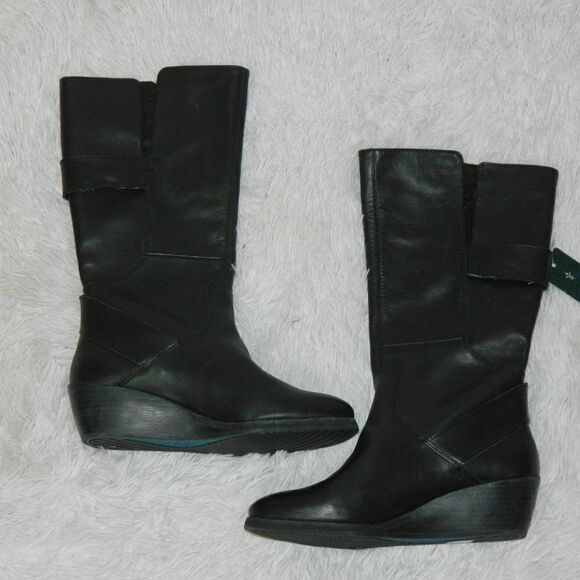 Emu Boots Black Leather Tall Style Allira Boots Size 7 - Picture 12 of 13